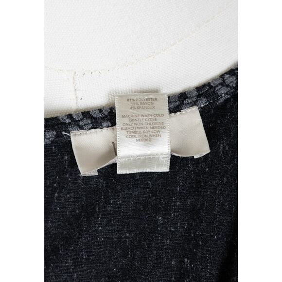 Loft Size 8 Dress Knit A-Line Floral Short Sleeve Black Gray - Picture 6 of 6